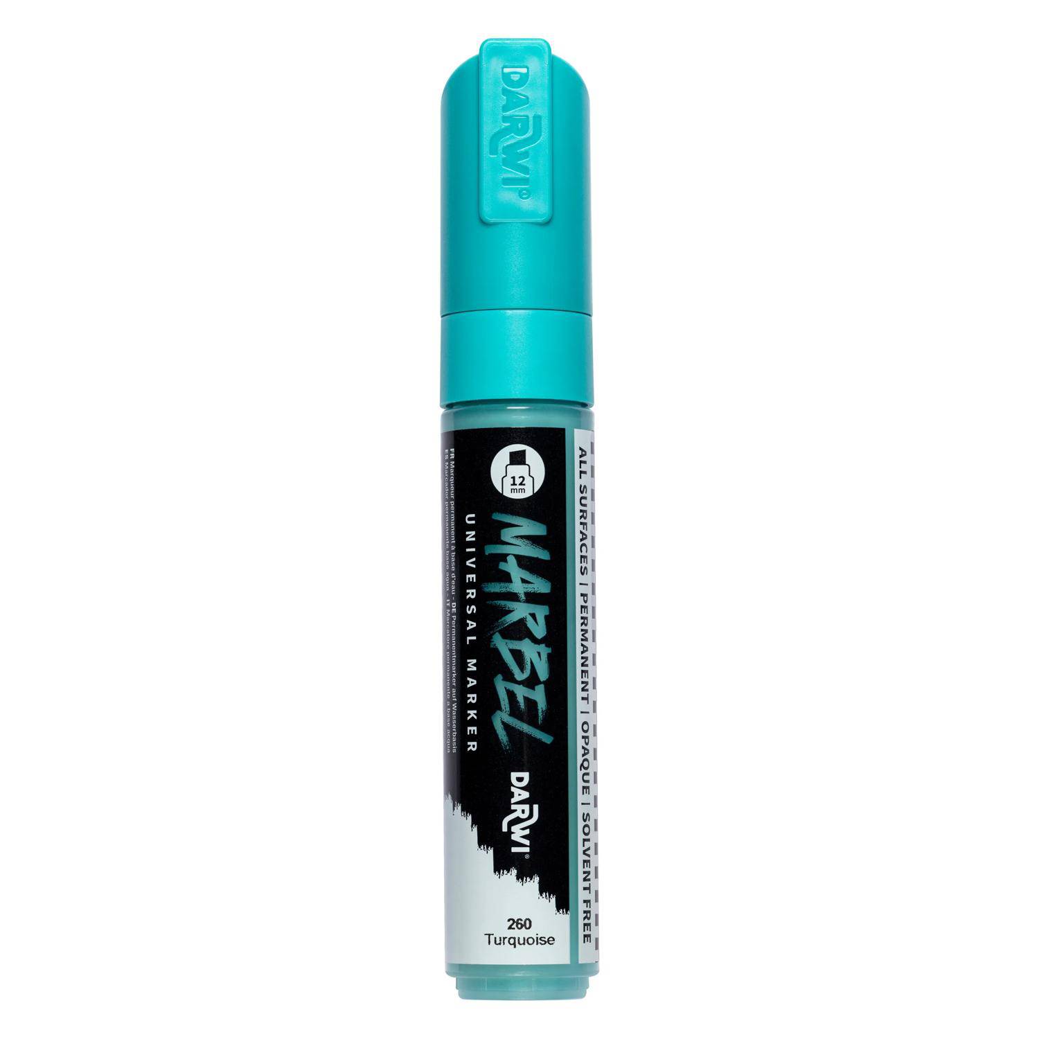 Darwi 3x Universalmarker Acrylfarbe, breite Keilspitze 12mm Türkis DA0222012260C