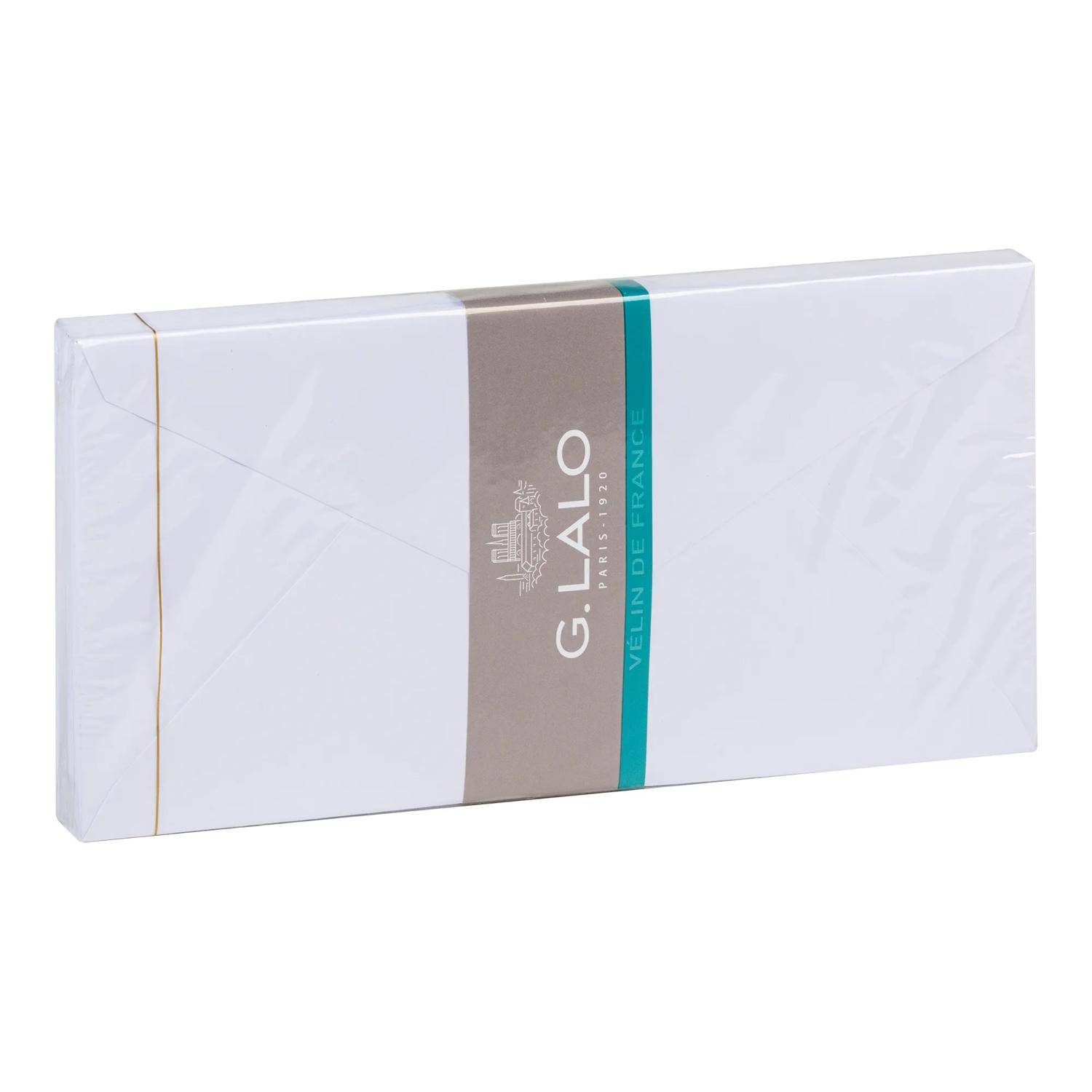 G.Lalo 10x Packung 20 Umschlägen Vélin de France, DL 220x110mm, 100g Weiß 23000L
