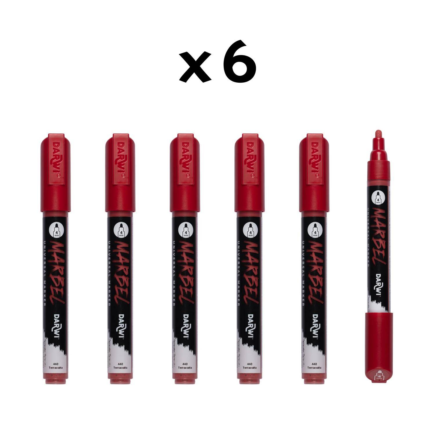 Darwi 6x Marker Acrylfarbe, Rundspitze medium 4mm Terrakotta| DA0226004440C