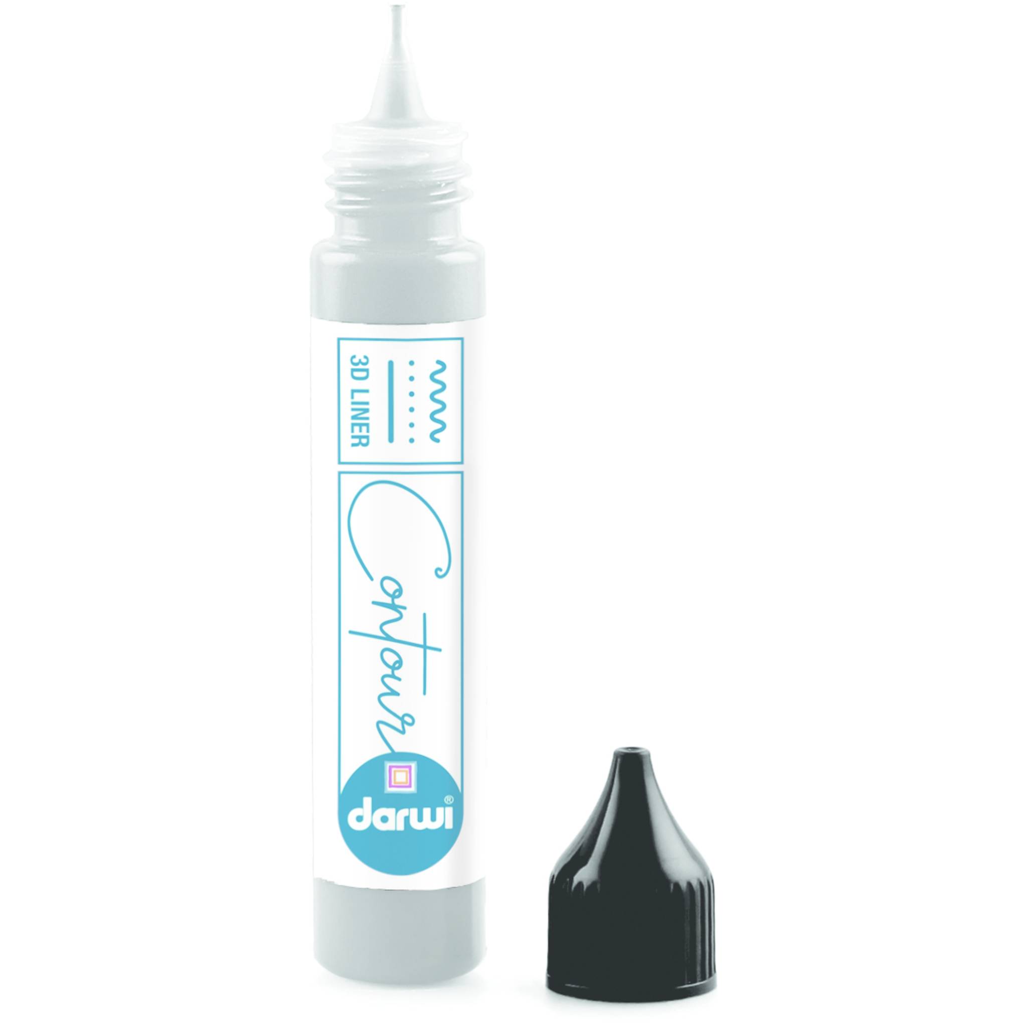 DARWI 6x Glasmalfarben-Applikatorflasche 30ML Silber - DA0690030080C