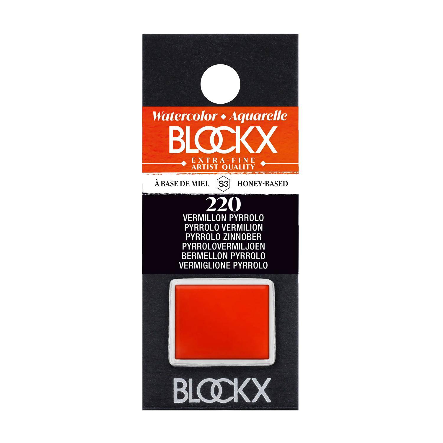 Blockx 3x Aquarellfarbe, 1/2 Näpfchen 1,5ml Pyrrolo Zinnober 41220BXC