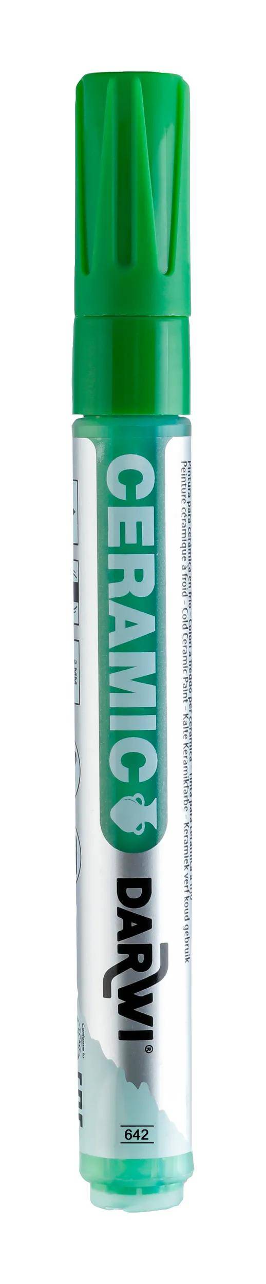 Darwi 6x Keramikfarbe, Marker 2mm Spitze, 6ml, Mittelgrün Glasgrün DA0340013642C
