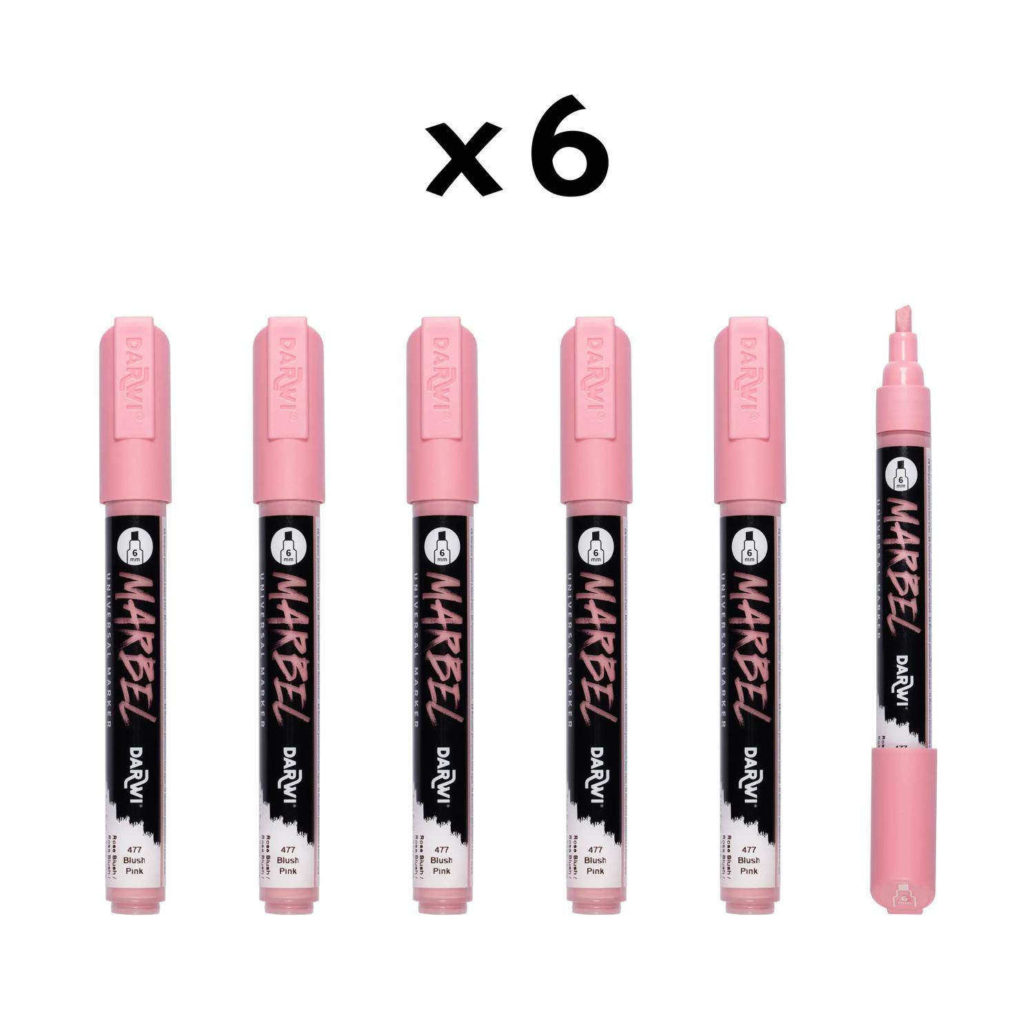 Darwi 6x Marker Acrylfarbe, Keilspitze medium 6mm Rosa Blush DA0226006477C