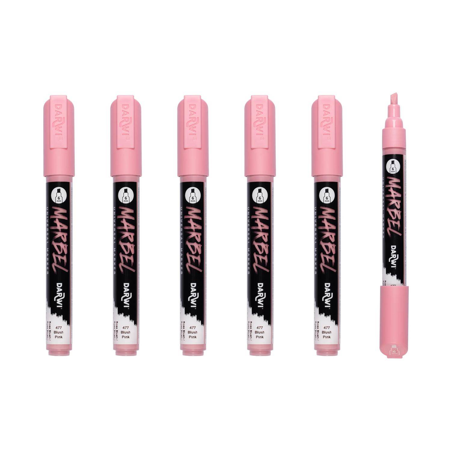 Darwi 6x Marker Acrylfarbe, Keilspitze medium 6mm Rosa Blush DA0226006477C