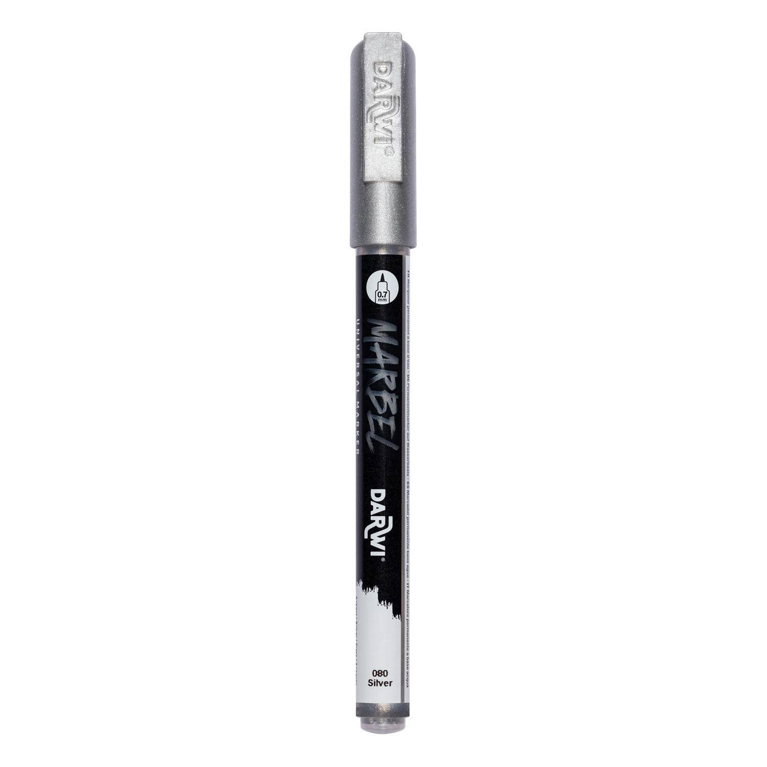 Darwi 6x Marker Acrylfarbe, extrafeine Spitze 0,7mm Silber DA0233001080C
