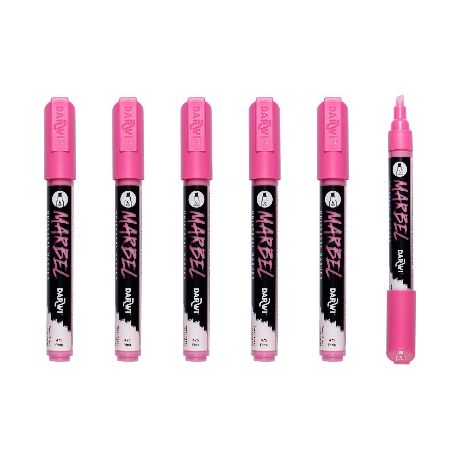 Darwi 6x Universalmarker Acrylfarbe, Keilspitze medium 6mm Rosa DA0226006475C