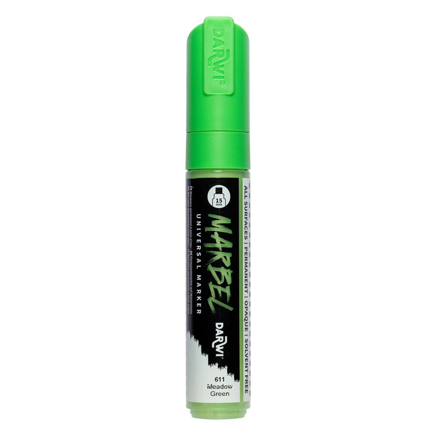 Darwi 3x Marker Acrylfarbe, rechteckige Spitze 15mm Wiesengrün| DA0222015611C