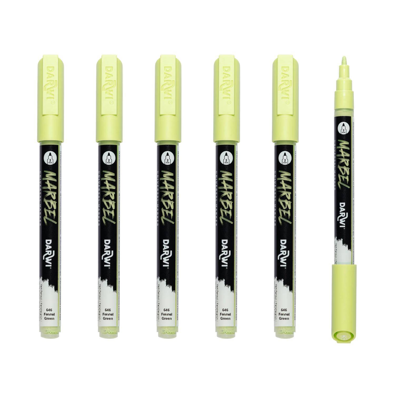 Darwi 6x Marker Acrylfarbe, konische feine Spitze 2mm Fenchelgrün DA0223002646C