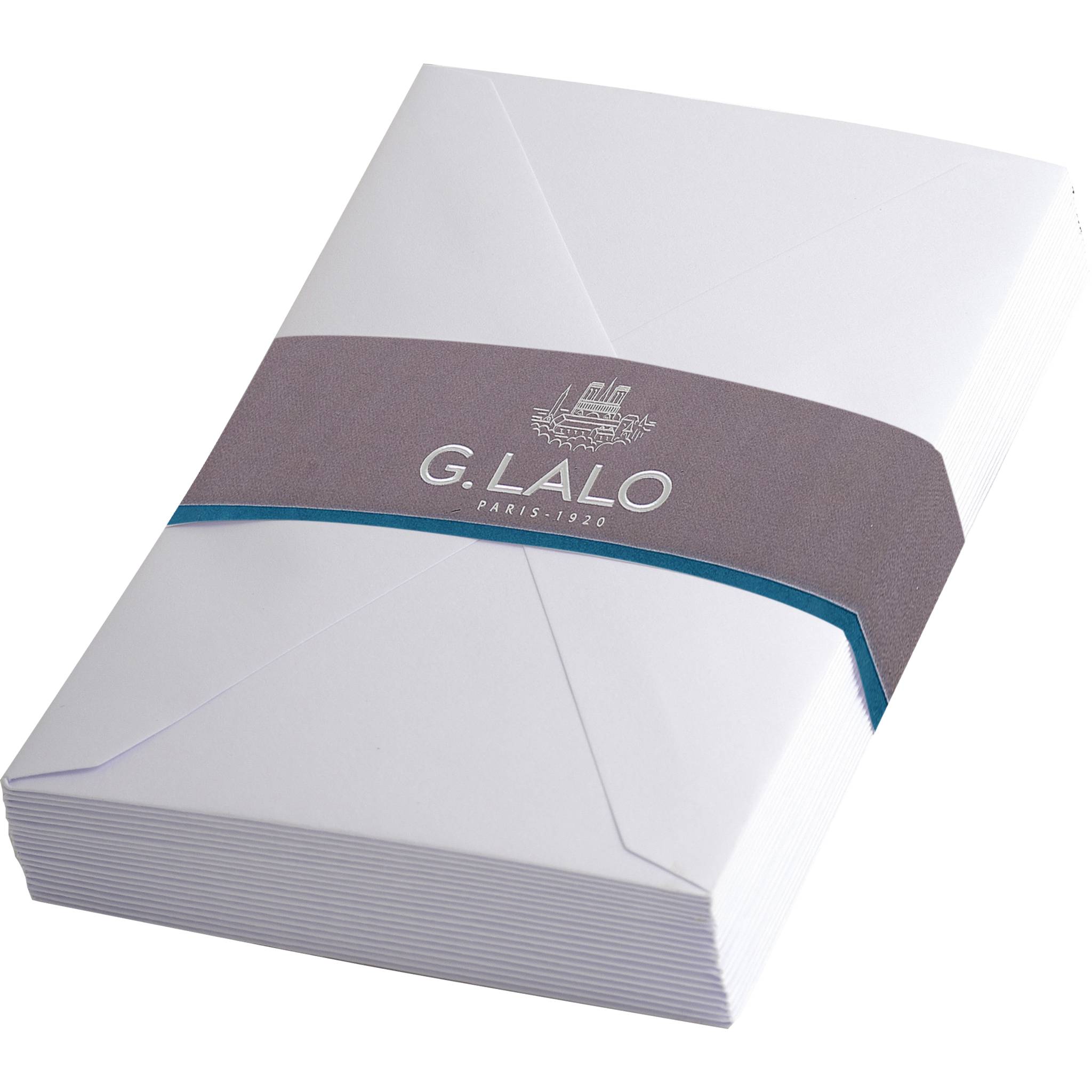 G.Lalo 25x Packung 20 Umschlägen gummiert 90x140mm, Vélin de France Weiß 24200L
