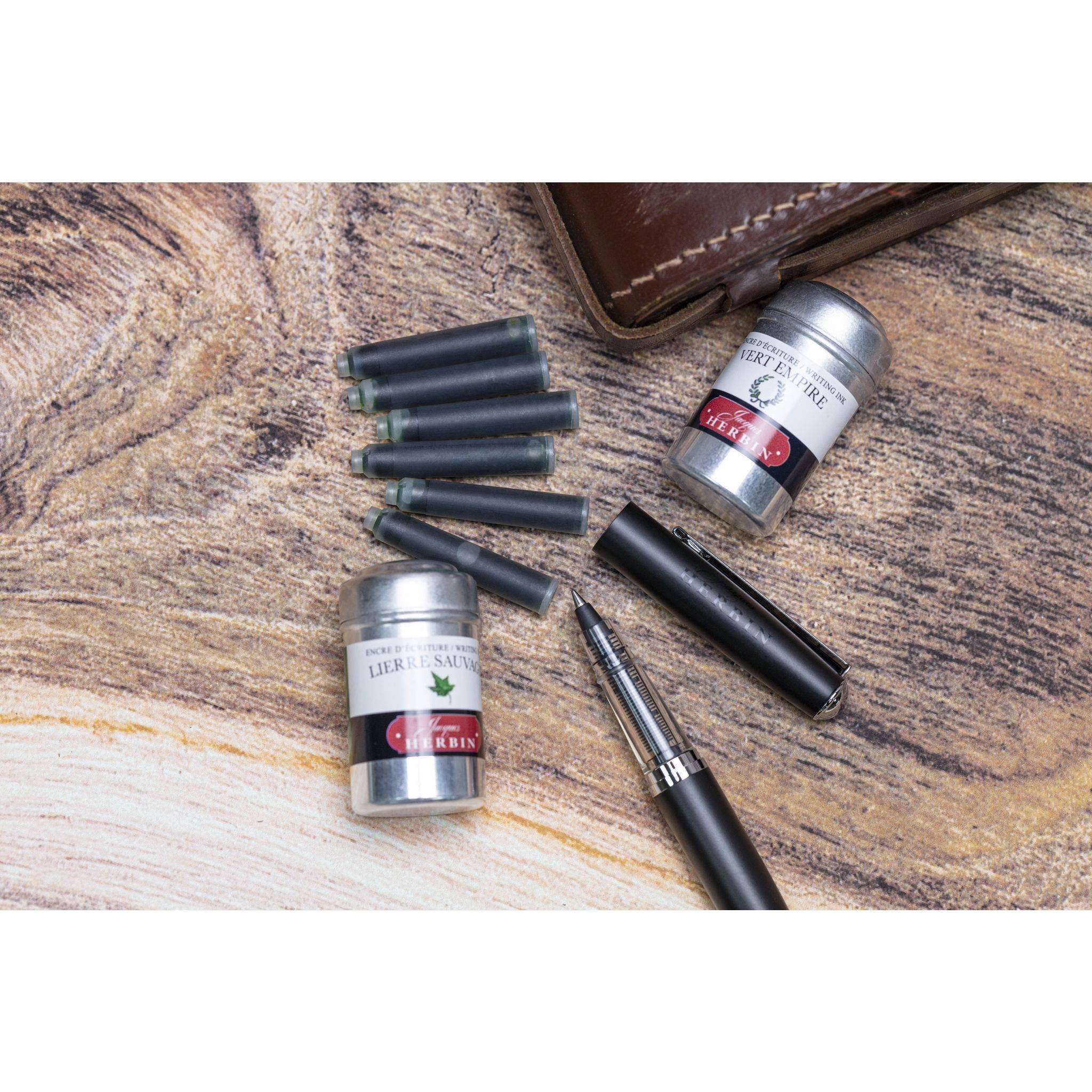 Jacques Herbin 3x Tintenroller aus Metall - Schwarz 21600T