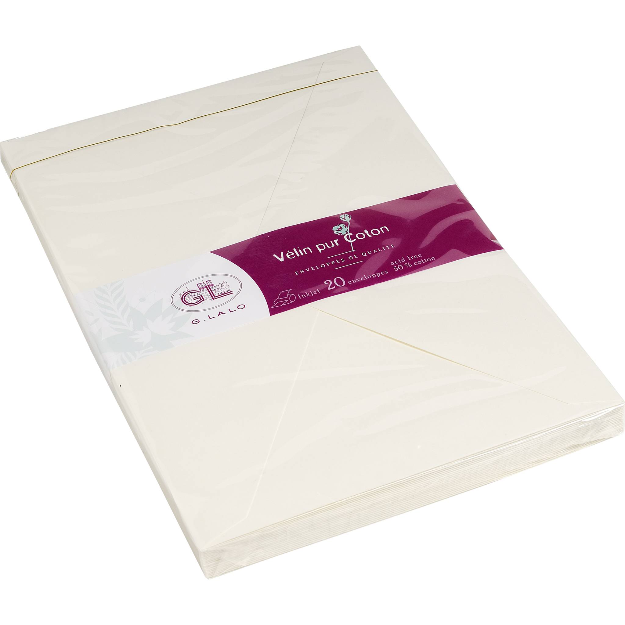 G.Lalo 5x Packung 20 Umschlägen C5 229x162mm, 125g, Vélin pur Coton Creme 20900L