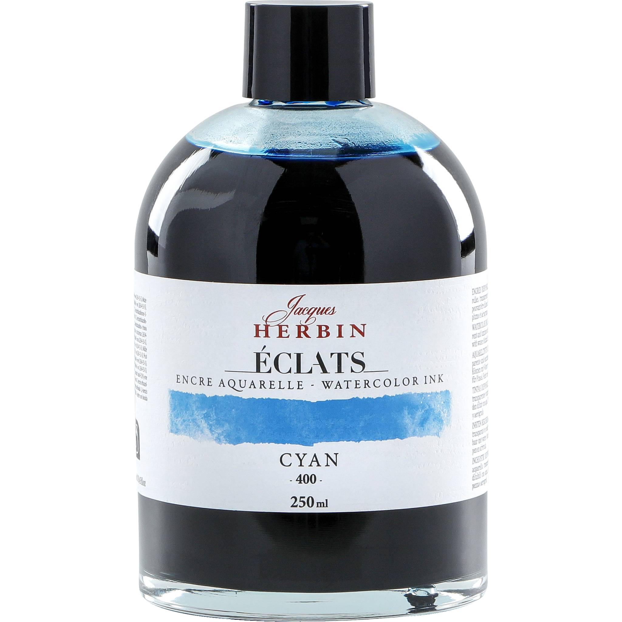 Jacques Herbin 2x Aquarelltine Éclats, Flasche 250ml - Cyanblau 18400T