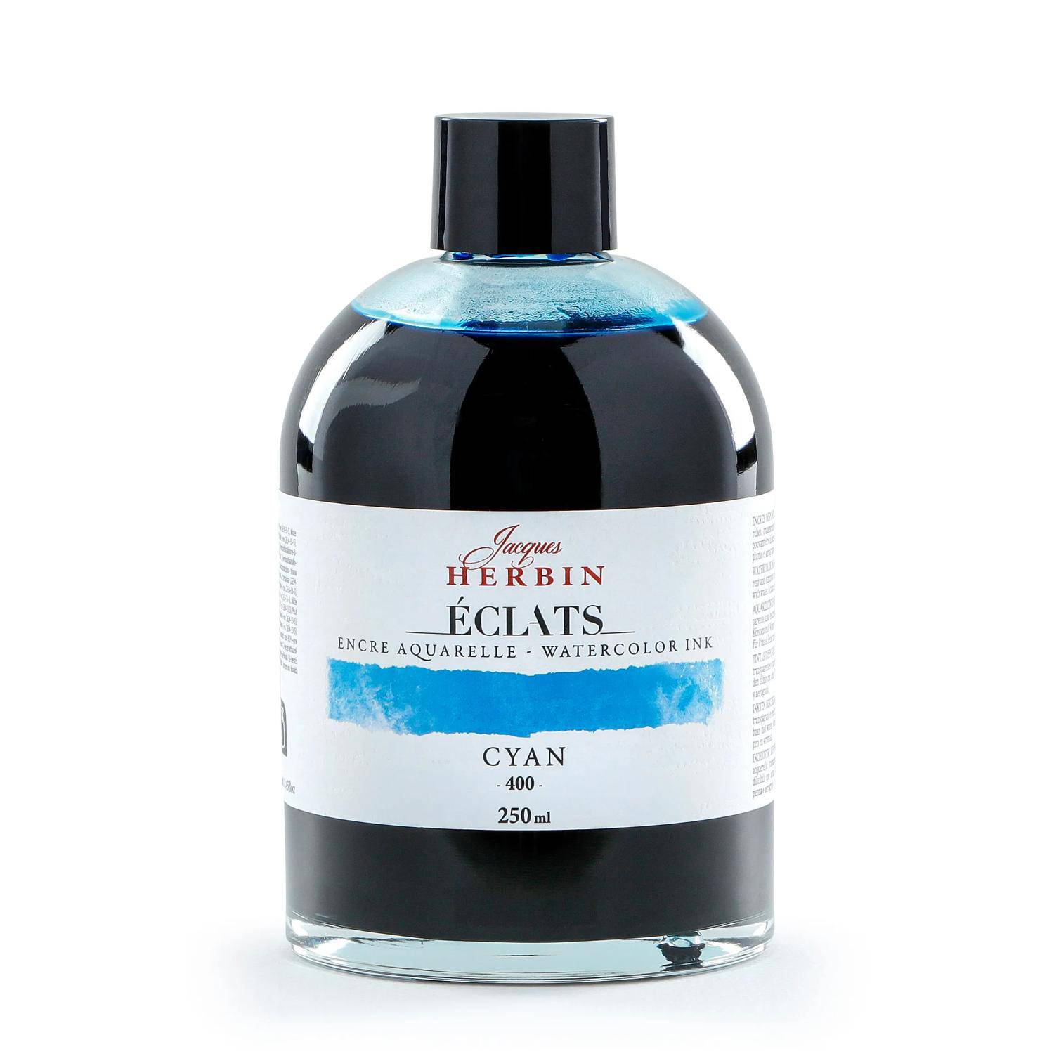 Jacques Herbin 2x Aquarelltine Éclats, Flasche 250ml - Cyanblau 18400T