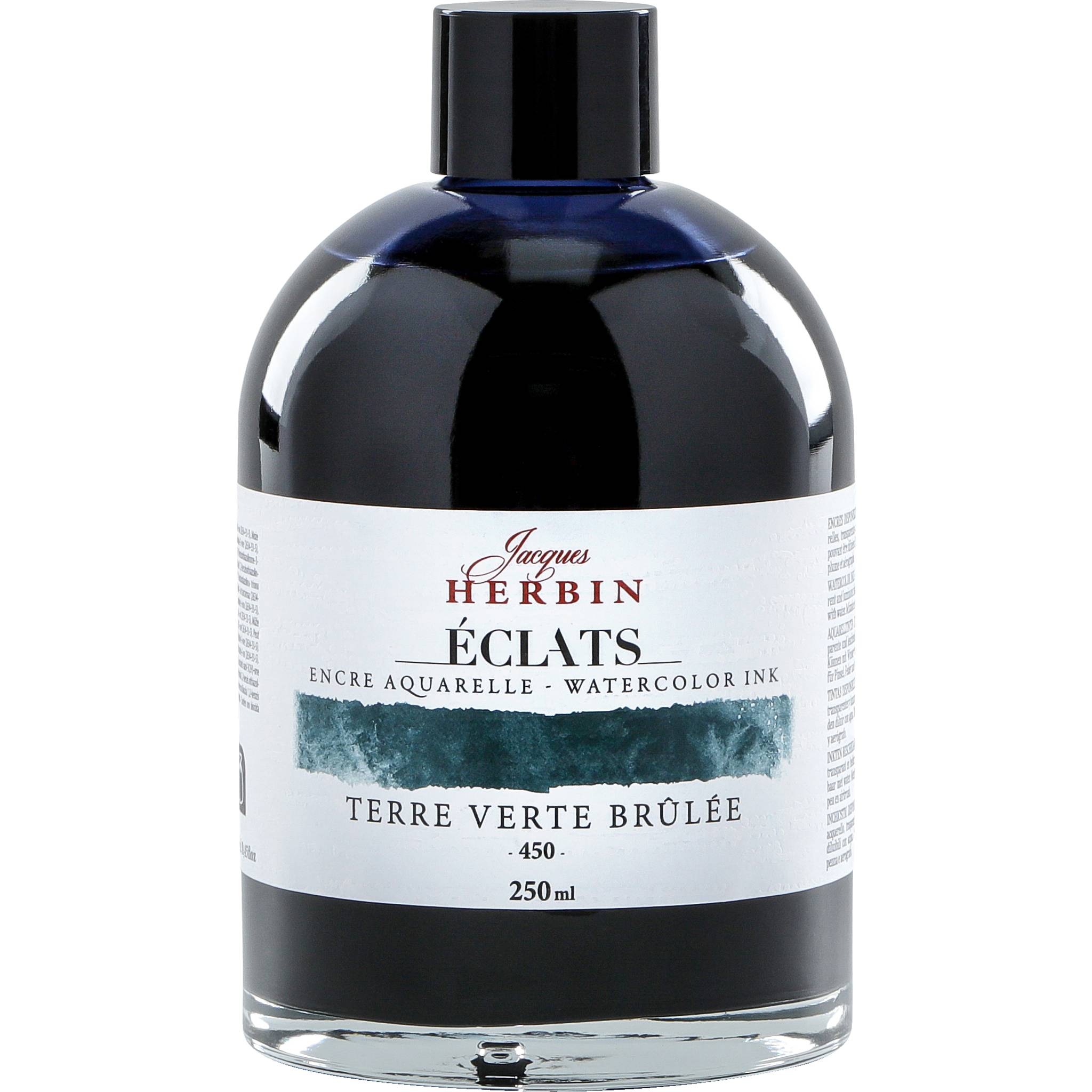 Jacques Herbin 2x Aquarelltine Éclats, Flasche 250ml Gebrannte grüne Erde 18450T