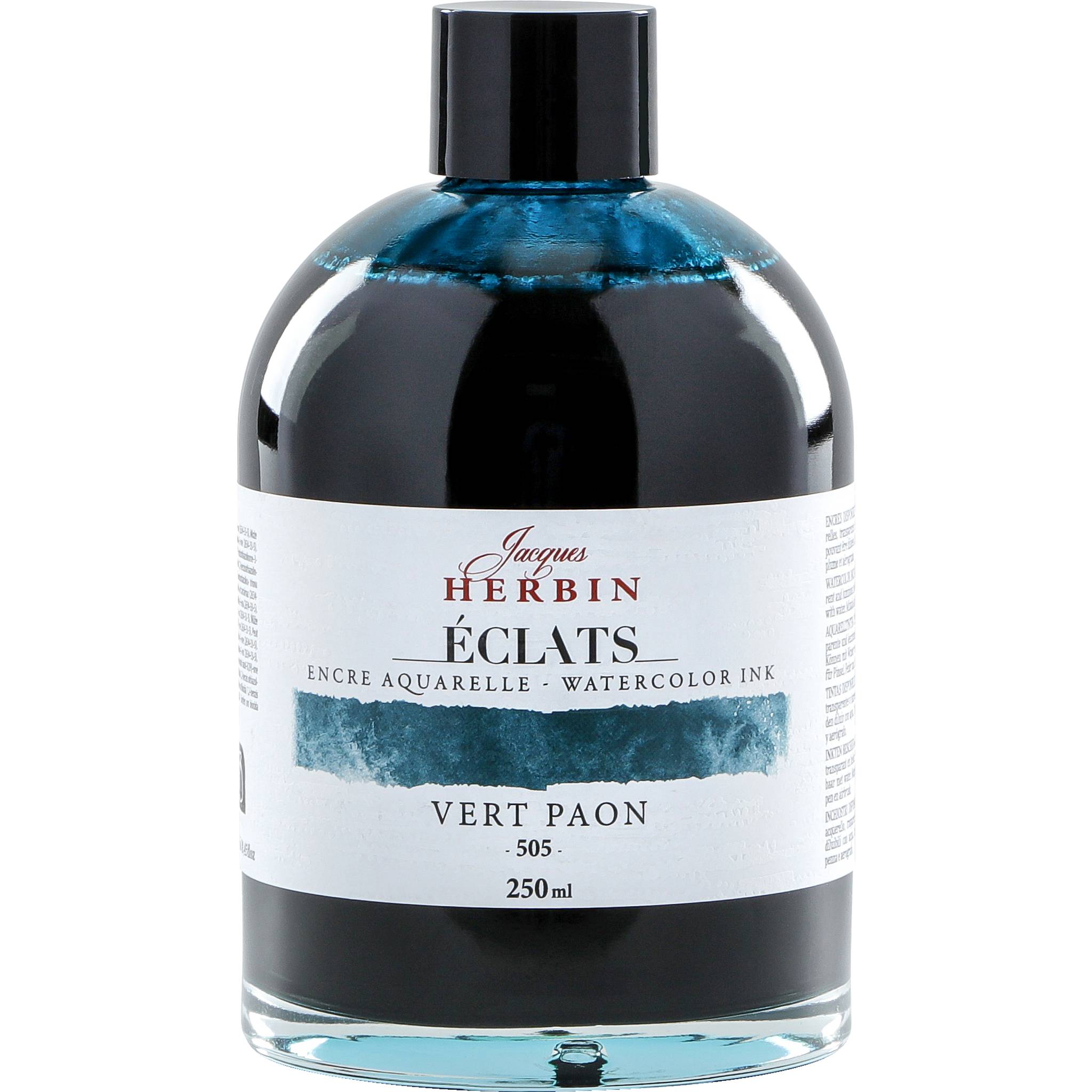 Jacques Herbin 2x Aquarelltine Éclats, Flasche 250ml - Pfaugrün 18505T