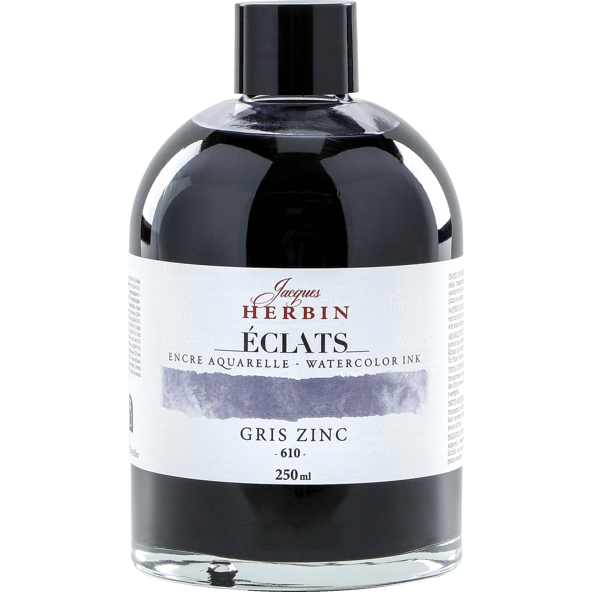 Jacques Herbin 2x Aquarelltine Éclats, Flasche 250ml - Zinkgrau 18610T