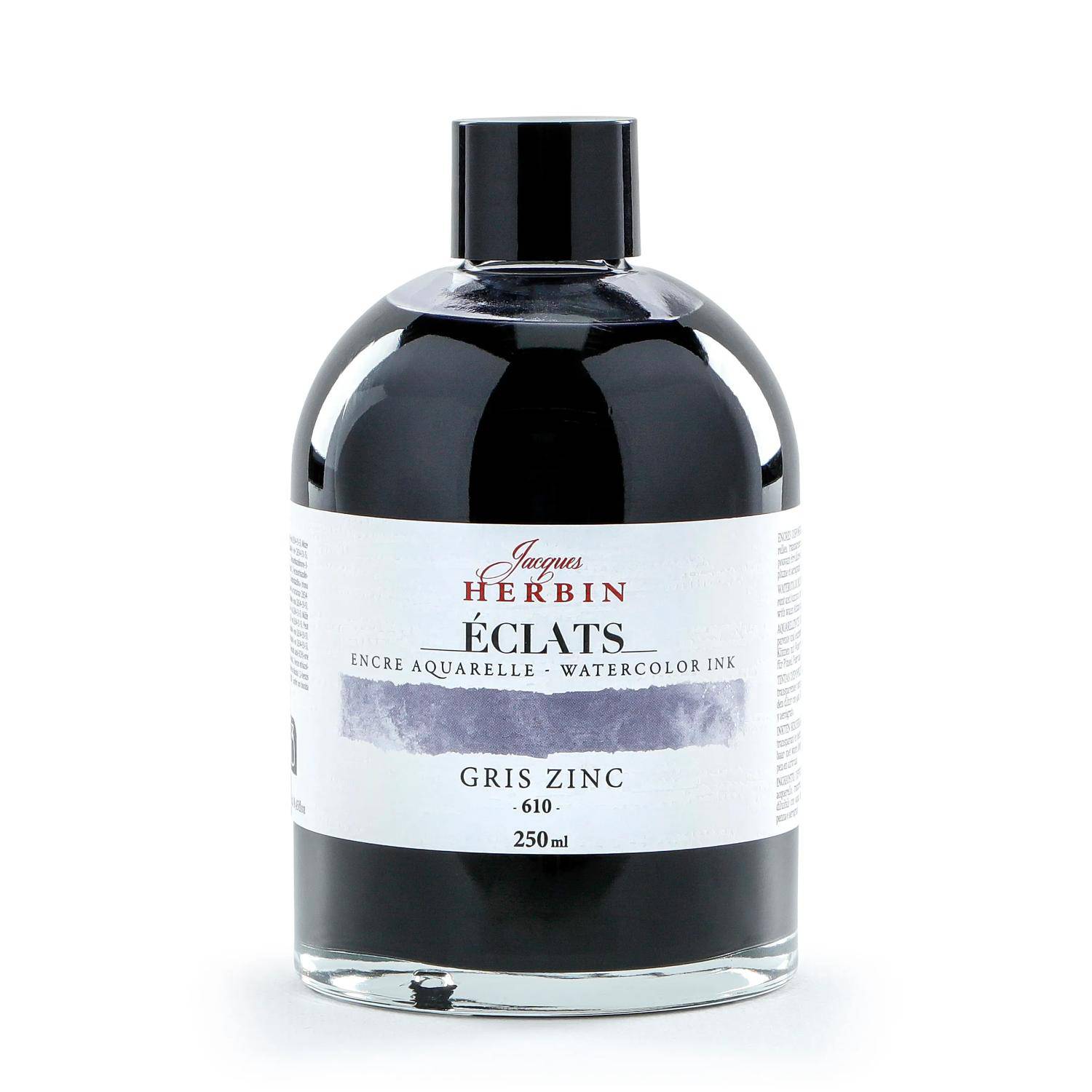 Jacques Herbin 2x Aquarelltine Éclats, Flasche 250ml - Zinkgrau 18610T