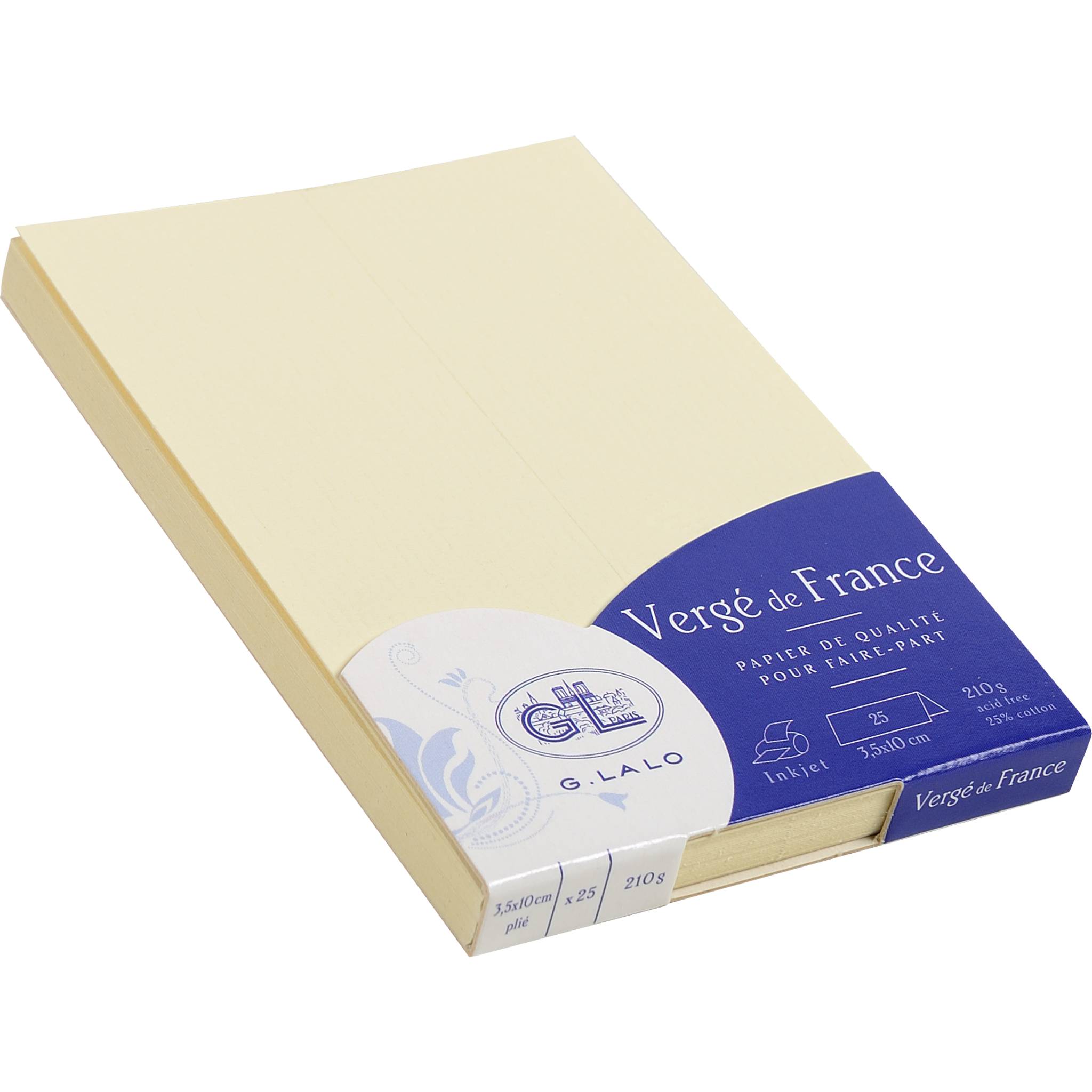 G.Lalo 4x 25 Tischaufsteller gefalzt mit Goldrand, 35x100mm - Elfenbein 33816L