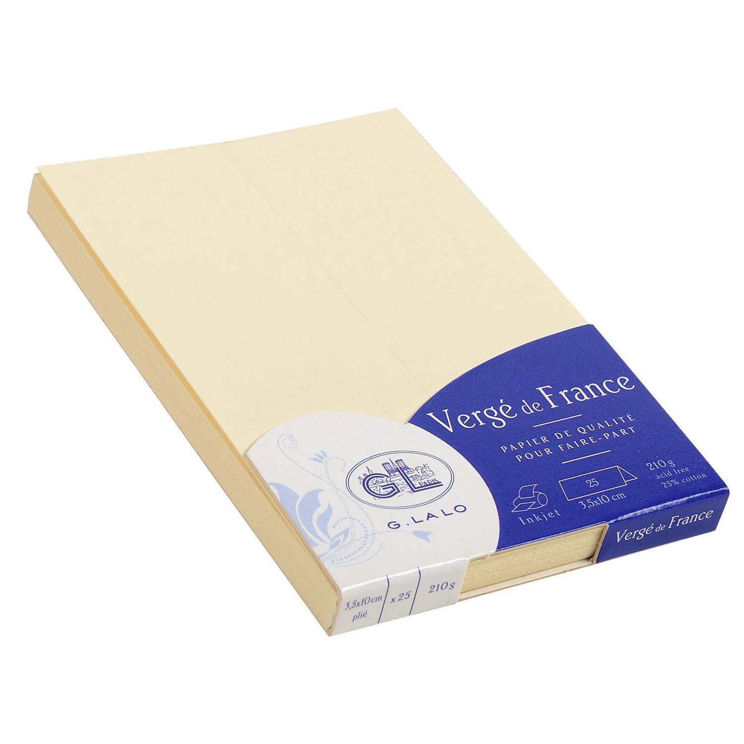 G.Lalo 4x 25 Tischaufsteller gefalzt mit Goldrand, 35x100mm - Elfenbein 33816L