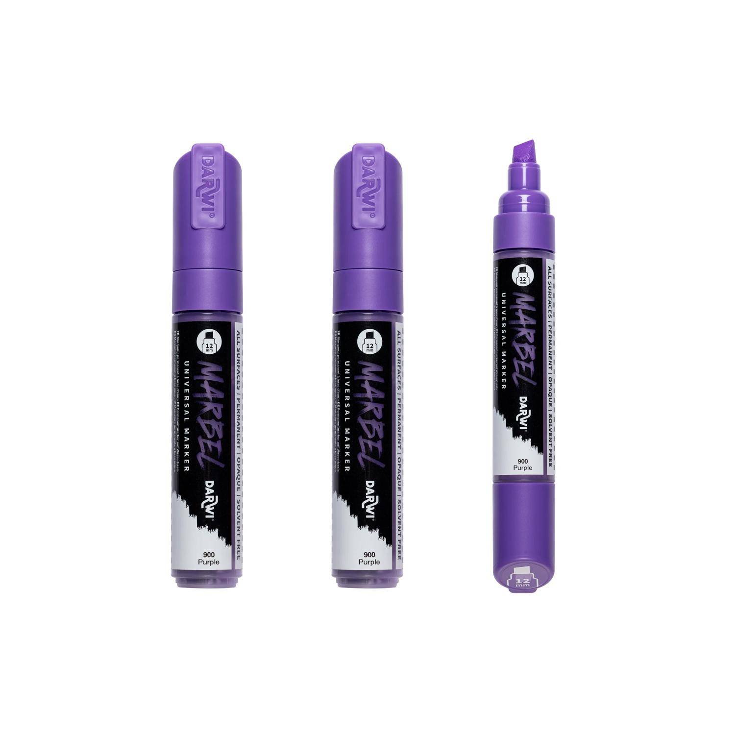 Darwi 3x Marker Acrylfarbe, breite Keilspitze 12mm Violett DA0222012900C