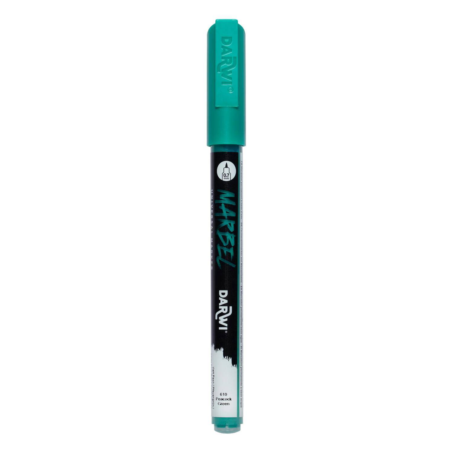 Darwi 6x Marker Acrylfarbe, extrafeine Spitze 0,7mm Pfaugrün| DA0223001610C