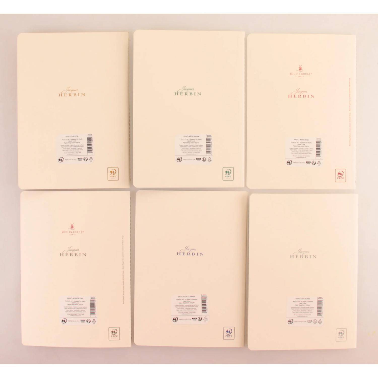 Jacques Herbin 5x A5-Notizbuch # Moulin Rouge - Rot 93027T