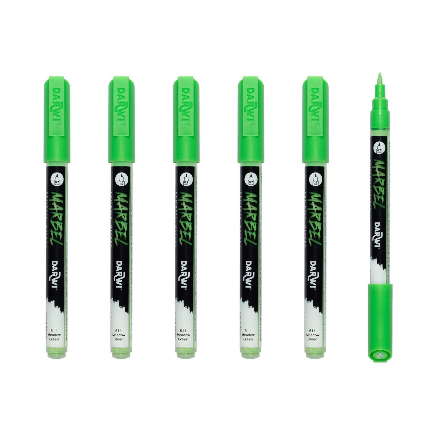 Darwi 6x Marker Acrylfarbe, extrafeine Spitze 0,7mm Wiesengrün| DA0223001611C