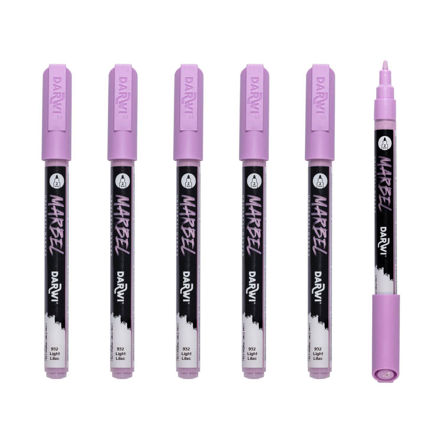 Darwi 6x Marker Acrylfarbe, konische feine Spitze 2mm Helllila DA0223002932C
