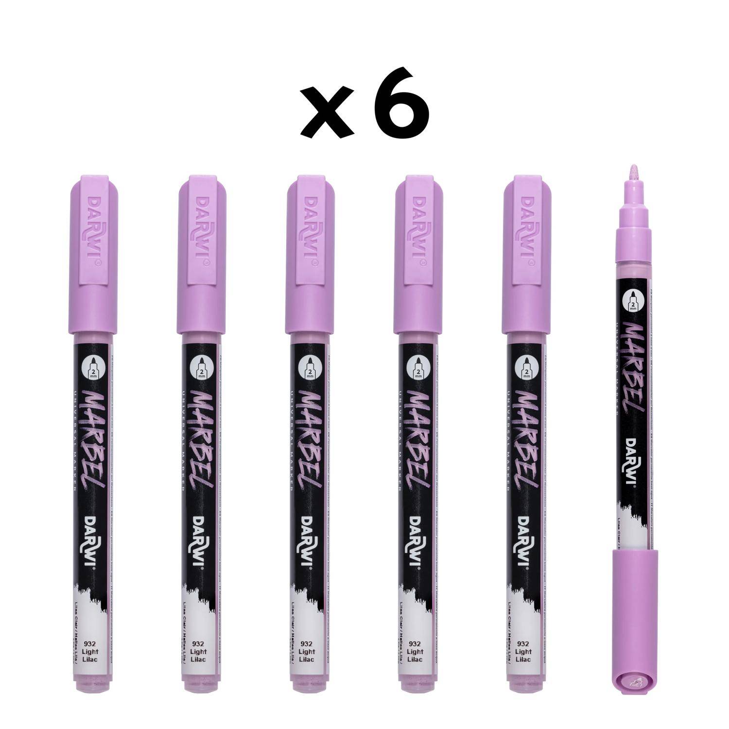Darwi 6x Marker Acrylfarbe, konische feine Spitze 2mm Helllila DA0223002932C
