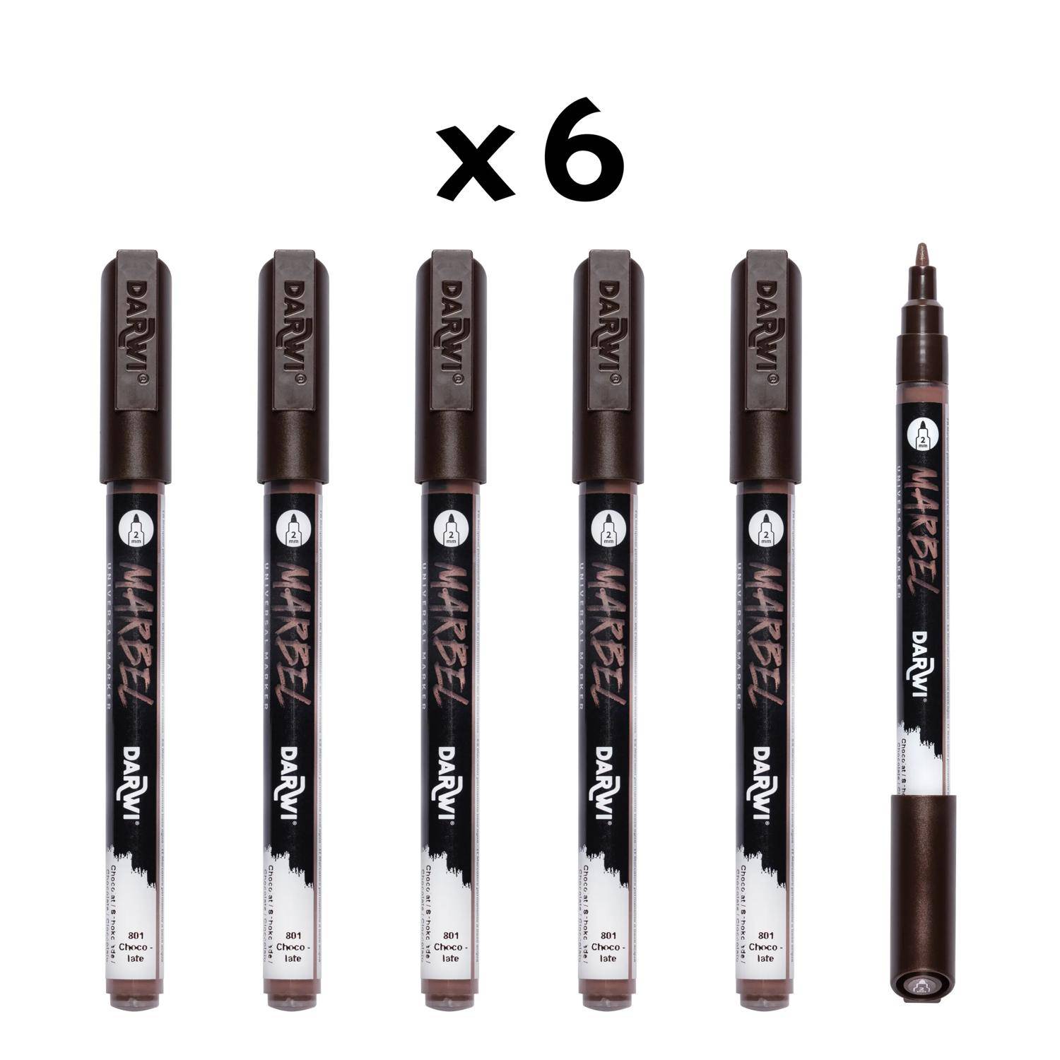 Darwi 6x Marker Acrylfarbe, Spitze 2mm Schokoladenbraun DA0223002801C