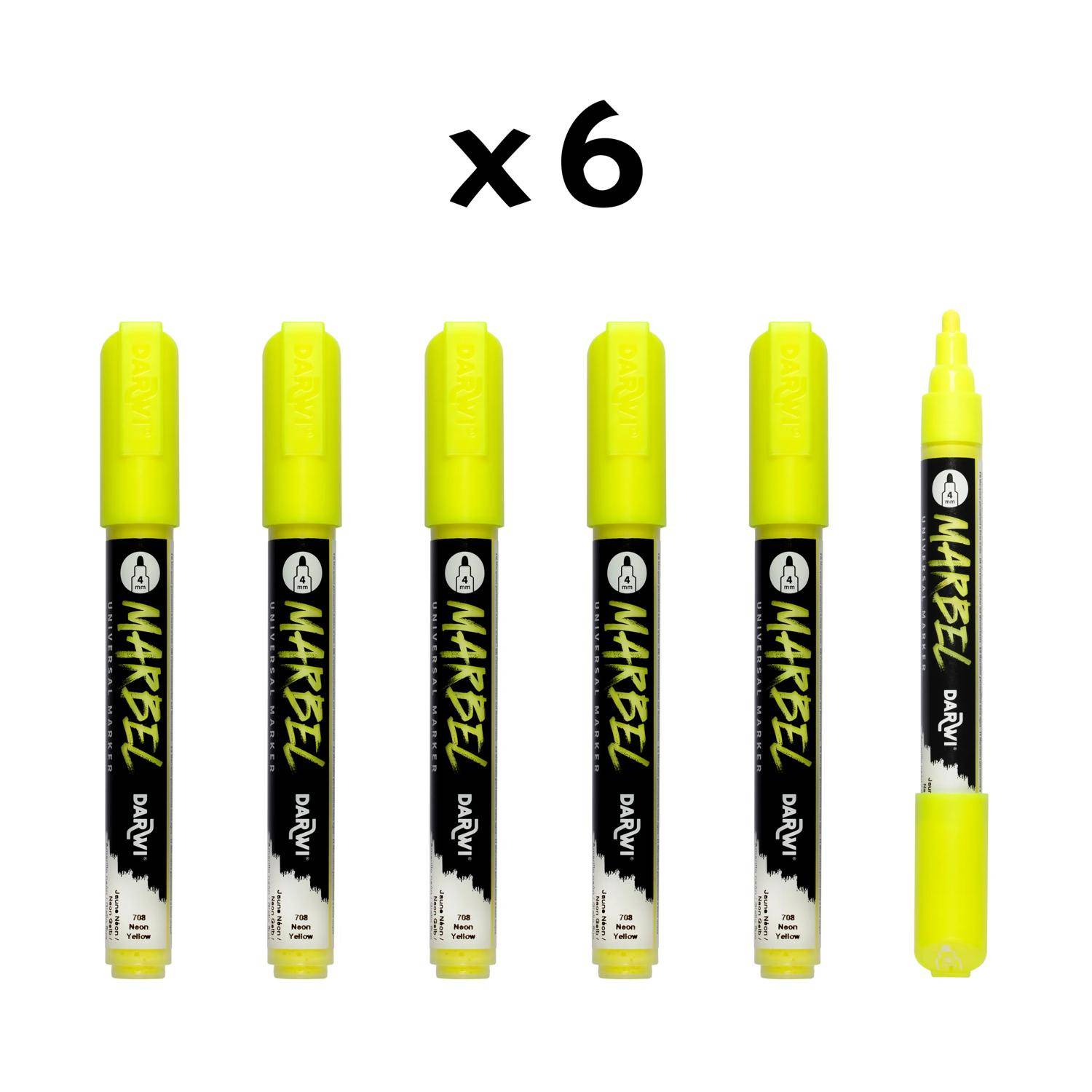 Darwi 6x MARBEL Universalmarker Acrylfarbe, Rundspitze medium 4mm DA0246004708C