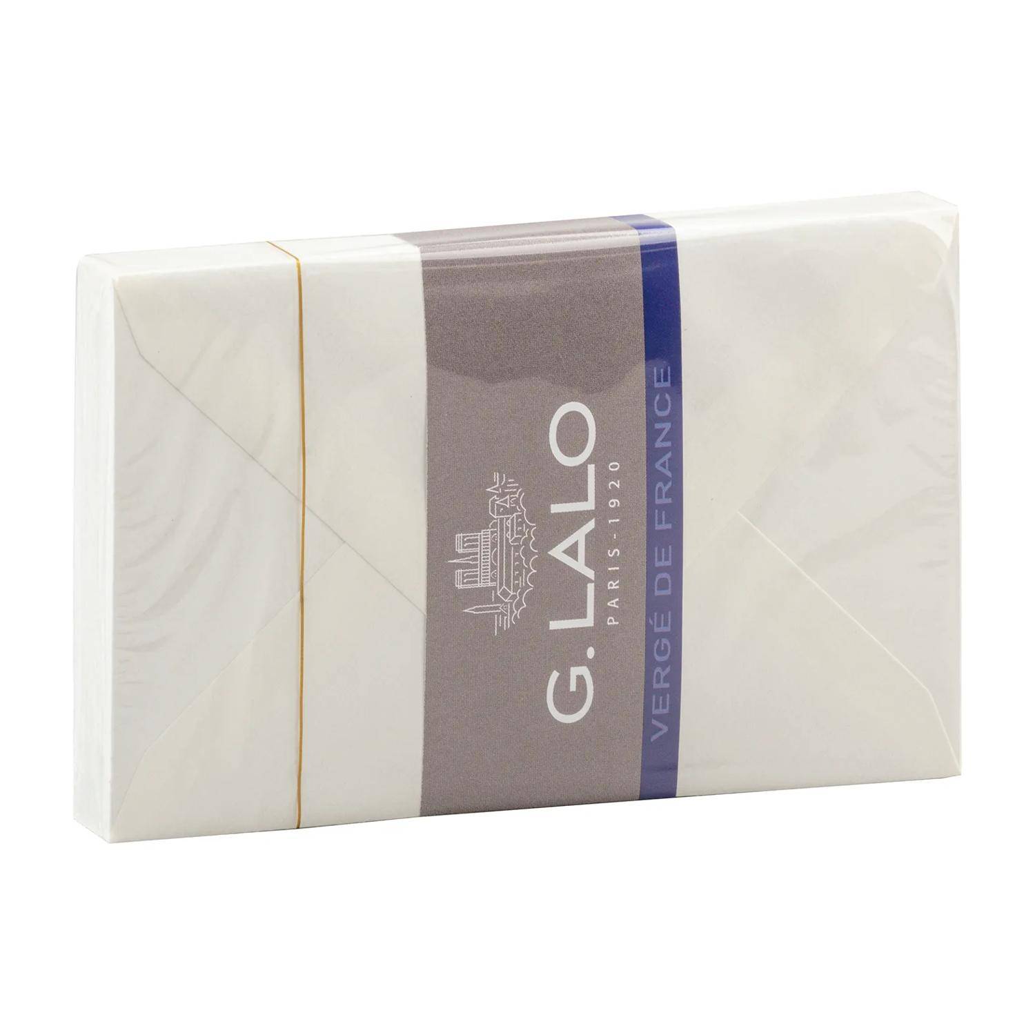 G.Lalo 10x Lalo, Packung mit 25 Umschlägen 90x140mm Vergé de France Weiß 24400L