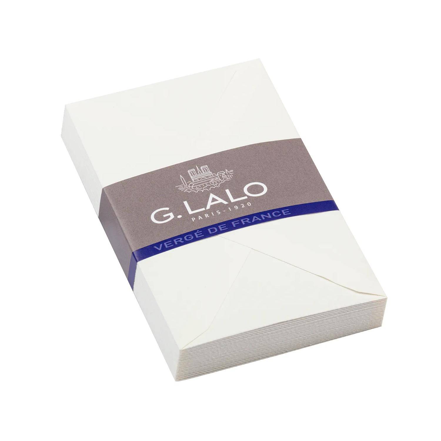G.Lalo 10x Lalo, Packung mit 25 Umschlägen 90x140mm Vergé de France Weiß 24400L