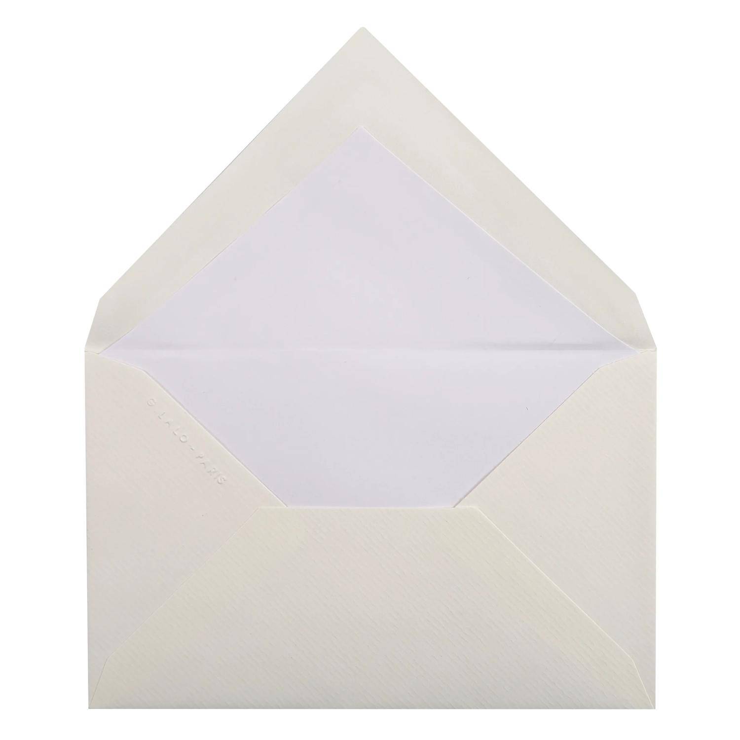 G.Lalo 10x Lalo, Packung mit 25 Umschlägen 90x140mm Vergé de France Weiß 24400L