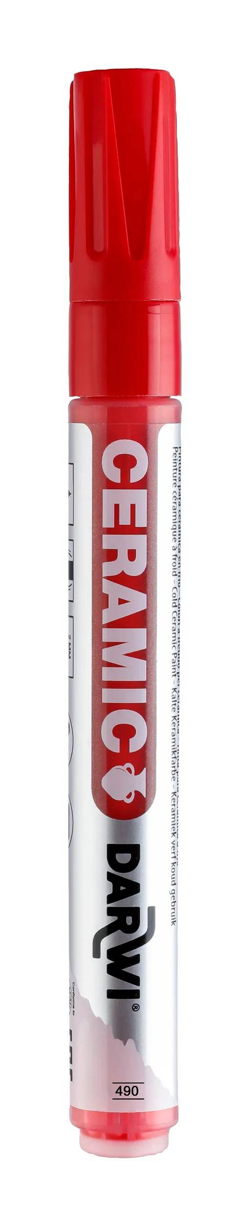 Darwi 6x Keramikfarbe, Marker 2mm Spitze, 6ml, Zinnober DA0340013490C