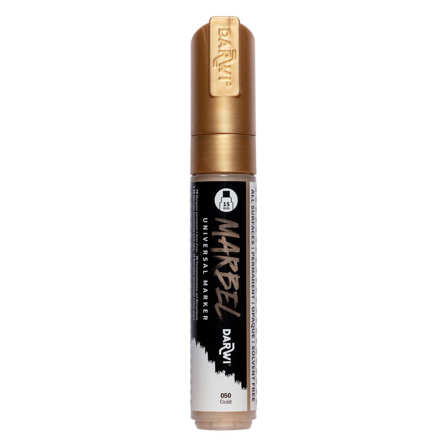 Darwi 3x Marker Acrylfarbe, breite rechteckige Spitze 15mm Gold DA0232015050C