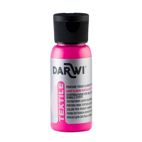 Darwi 4x DARWI Stoffmalfarbe, Flasche 50ml, Neonpink - Neonrosa DA0100050478C