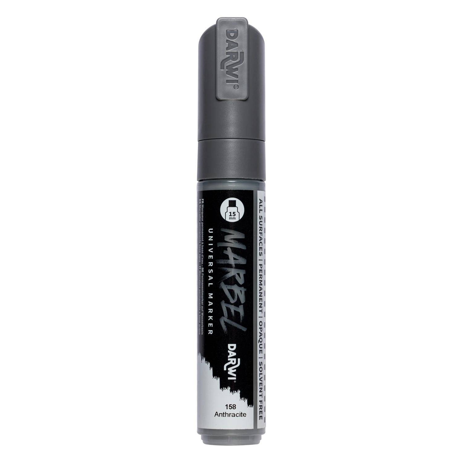 Darwi 3x Marker Acrylfarbe, rechteckige Spitze 15mm Anthrazit DA0222015158C