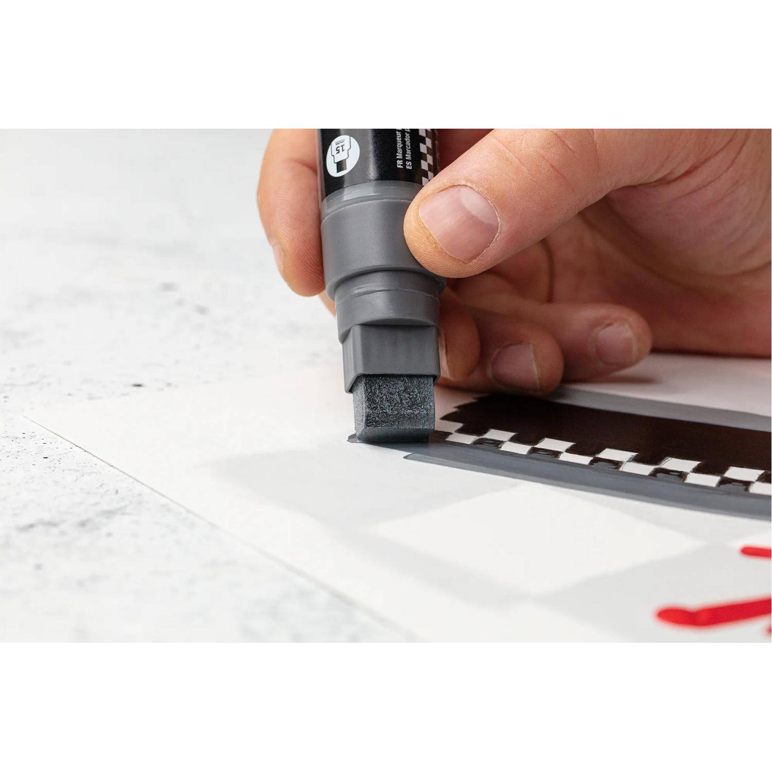 Darwi 3x Marker Acrylfarbe, rechteckige Spitze 15mm Anthrazit DA0222015158C