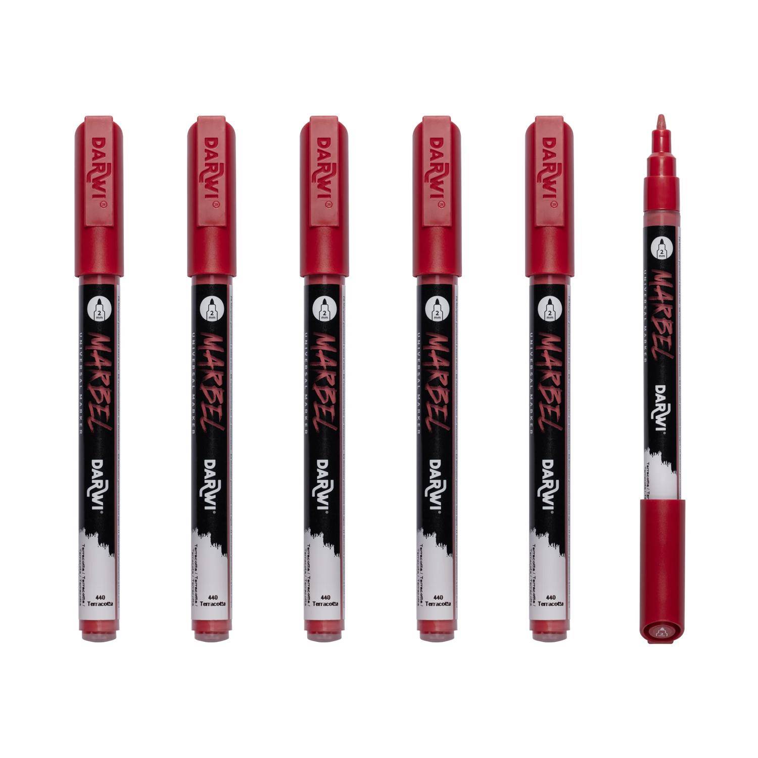 Darwi 6x Marker Acrylfarbe, konische feine Spitze 2mm Terrakotta| DA0223002440C