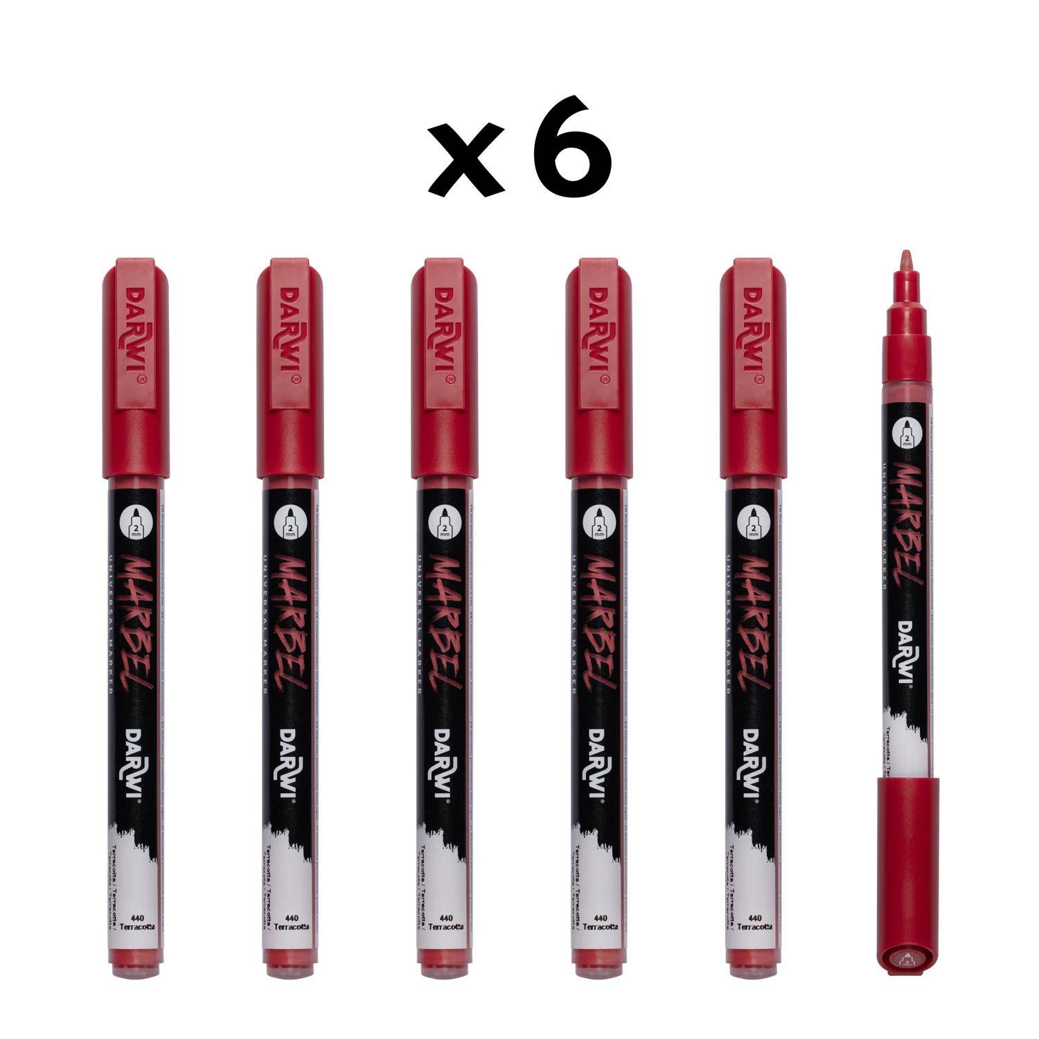 Darwi 6x Marker Acrylfarbe, konische feine Spitze 2mm Terrakotta| DA0223002440C