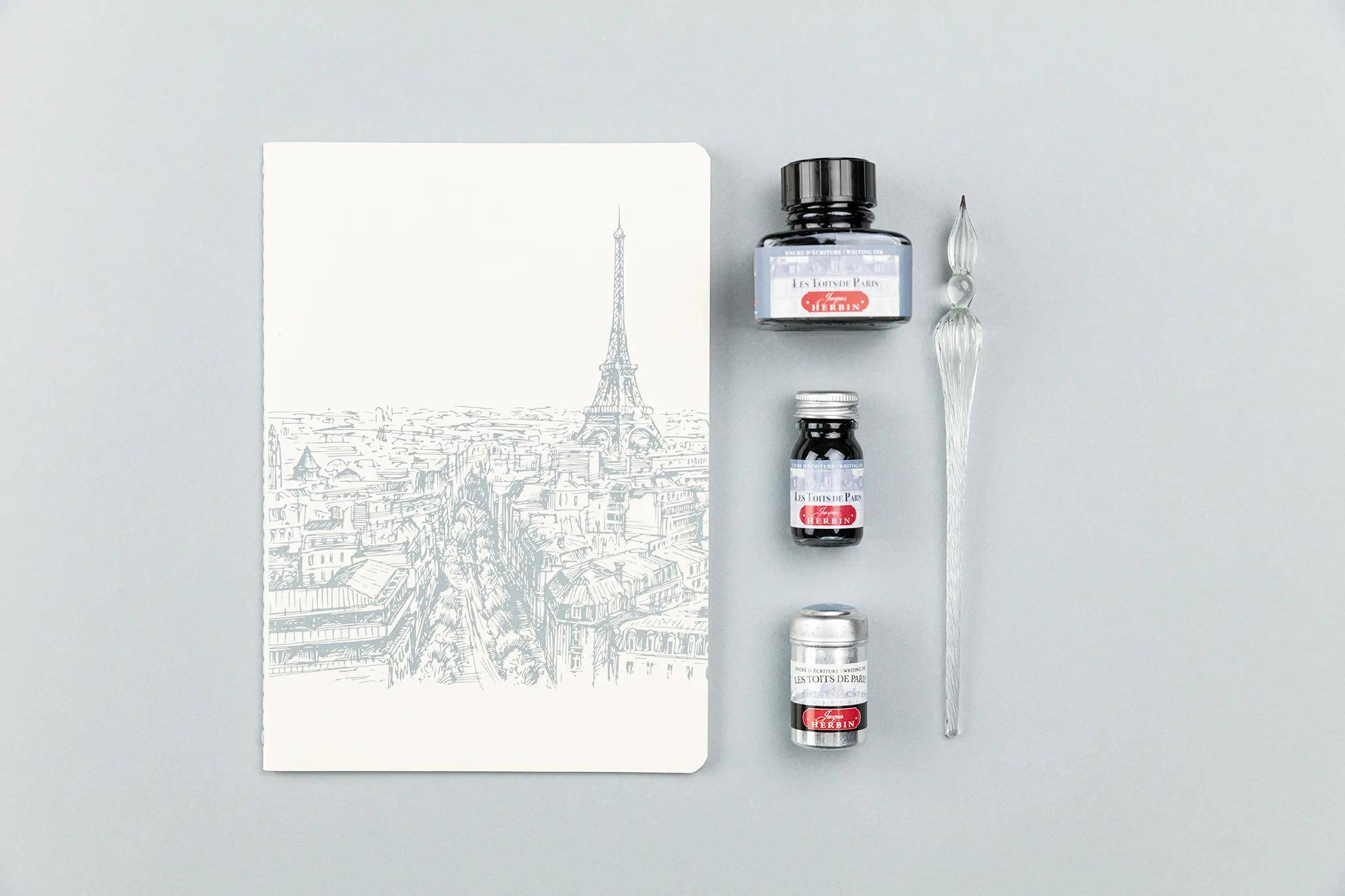 Jacques Herbin 5x A5-Notizbuch # D#cher von Paris - Grau 93006T