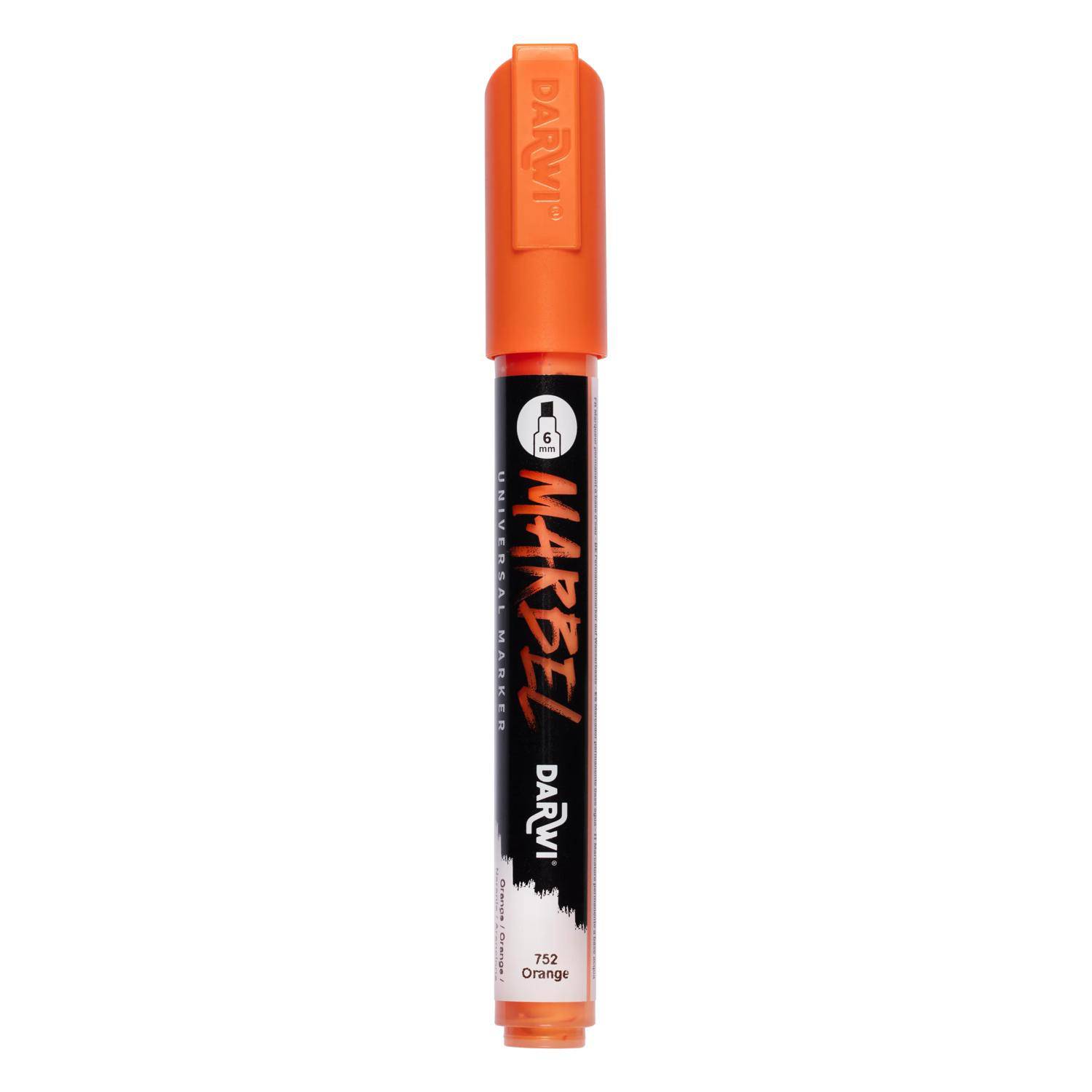 Darwi 6x Universalmarker Acrylfarbe, Keilspitze medium 6mm Orange DA0226006752C