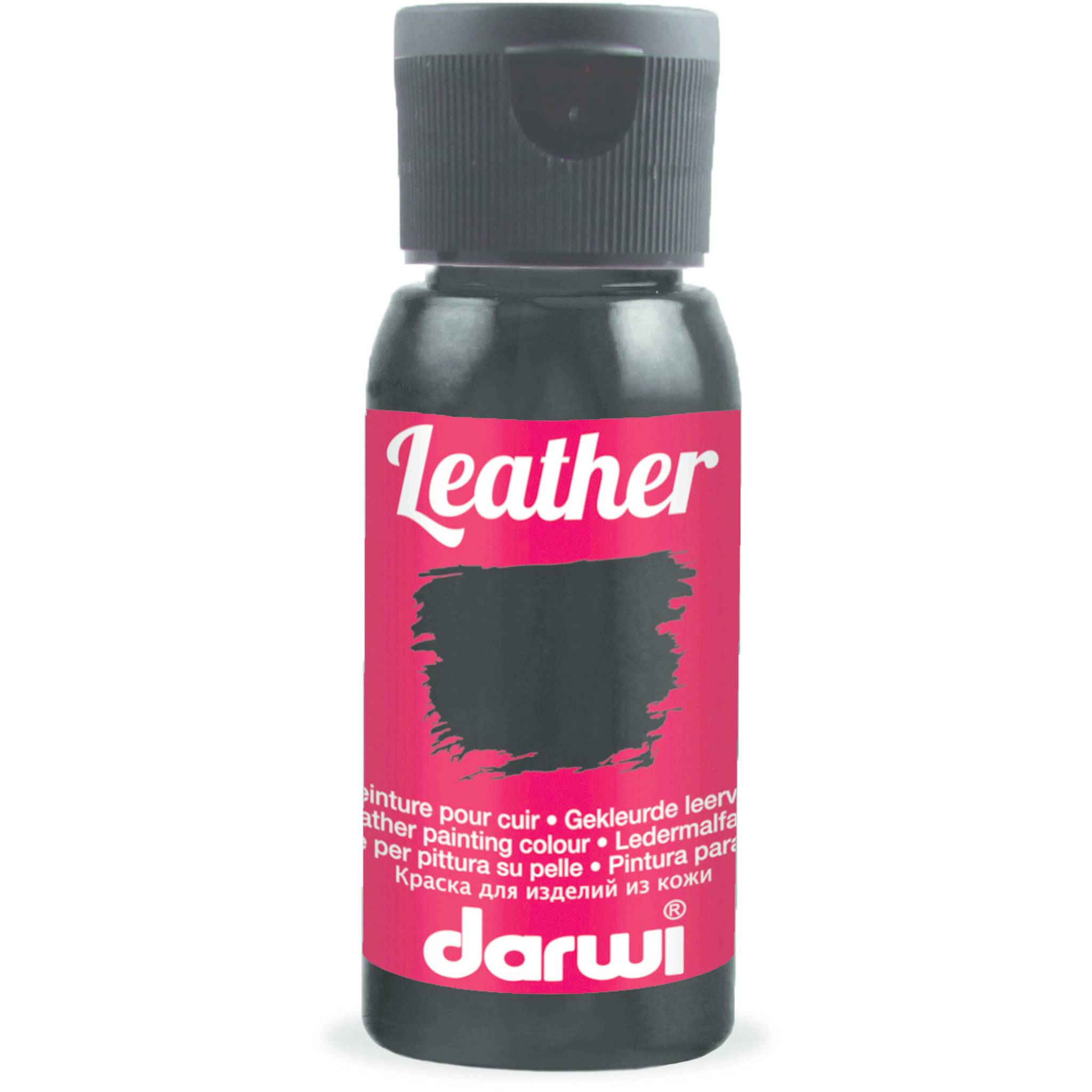 Darwi 4x DARWI Ledermalfarbe, Flasche 50ml, Schwarz - Schwarz DA0420050100C