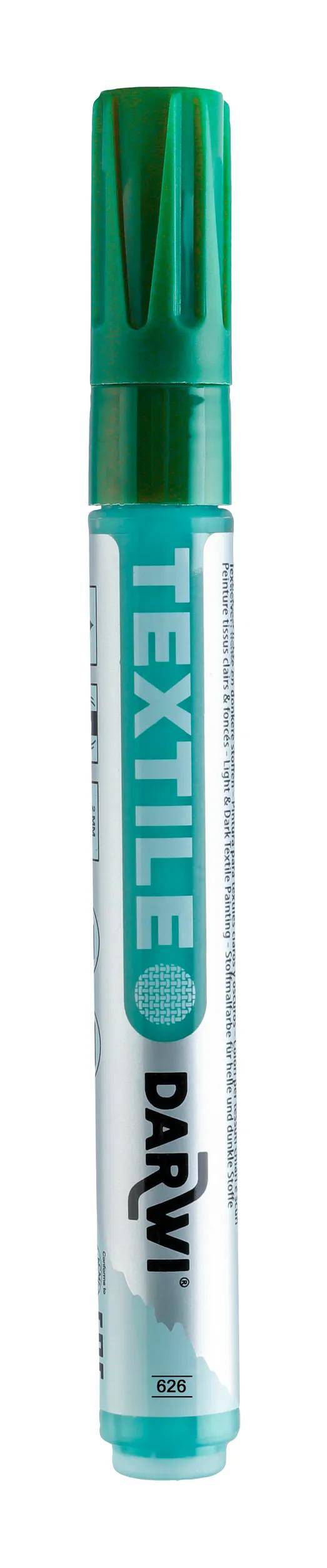Darwi 6x Textilmarker opak, Spitze 2mm, 6ml, Tannengrün Tannengrün DA0160013626C
