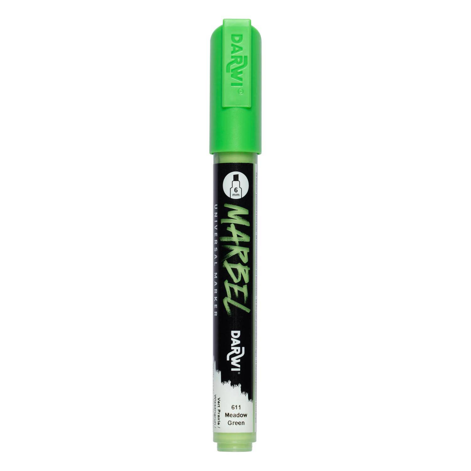 Darwi 6x Marker Acrylfarbe, Keilspitze medium 6mm Wiesengrün| DA0226006611C