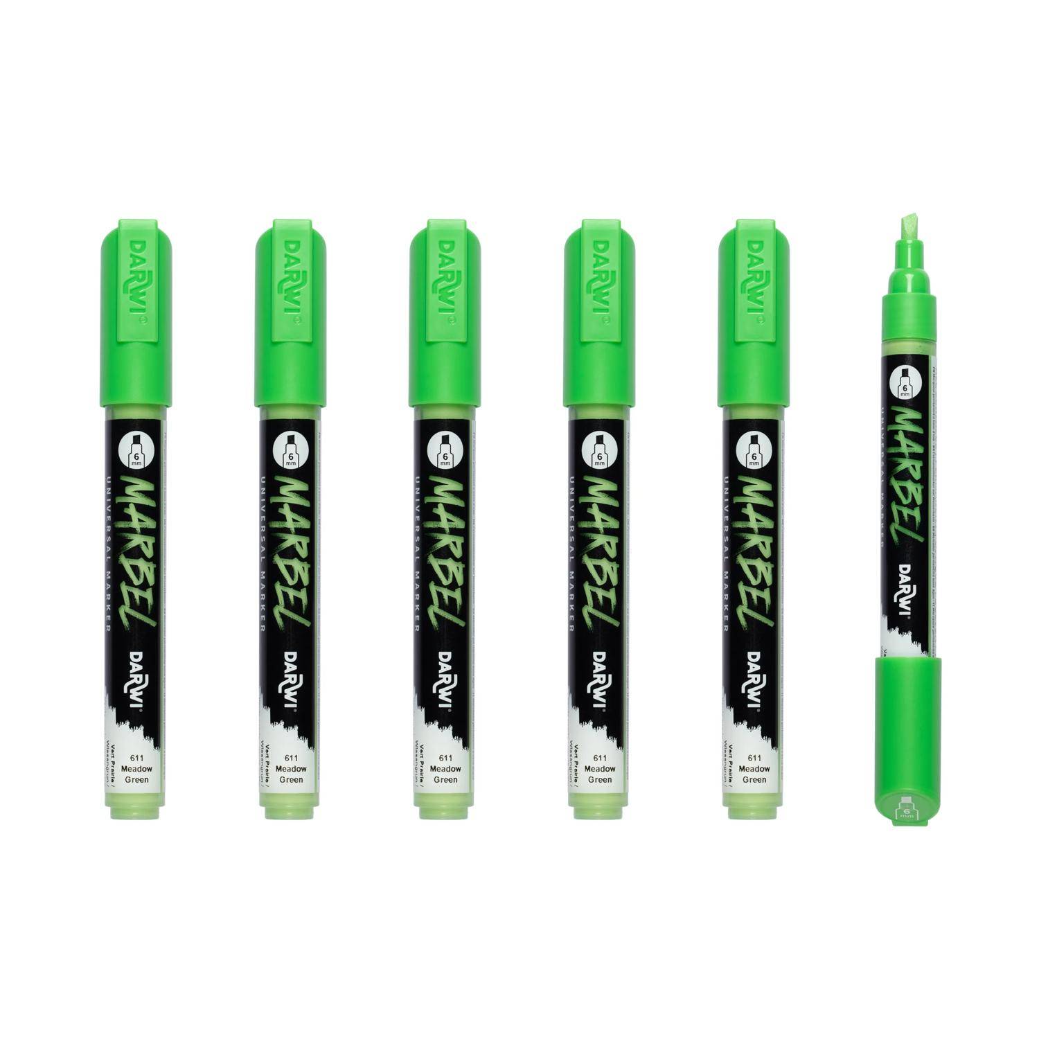 Darwi 6x Marker Acrylfarbe, Keilspitze medium 6mm Wiesengrün| DA0226006611C