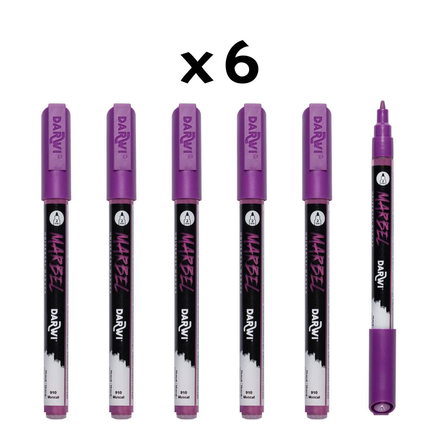 Darwi 6x Marker Acrylfarbe, konische feine Spitze 2mm Muskat DA0223002910C
