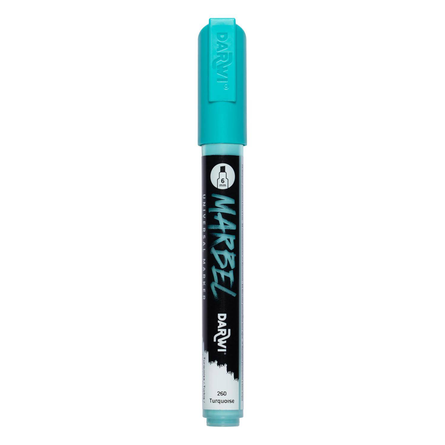 Darwi 6x Universalmarker Acrylfarbe, Keilspitze medium 6mm Türkis DA0226006260C