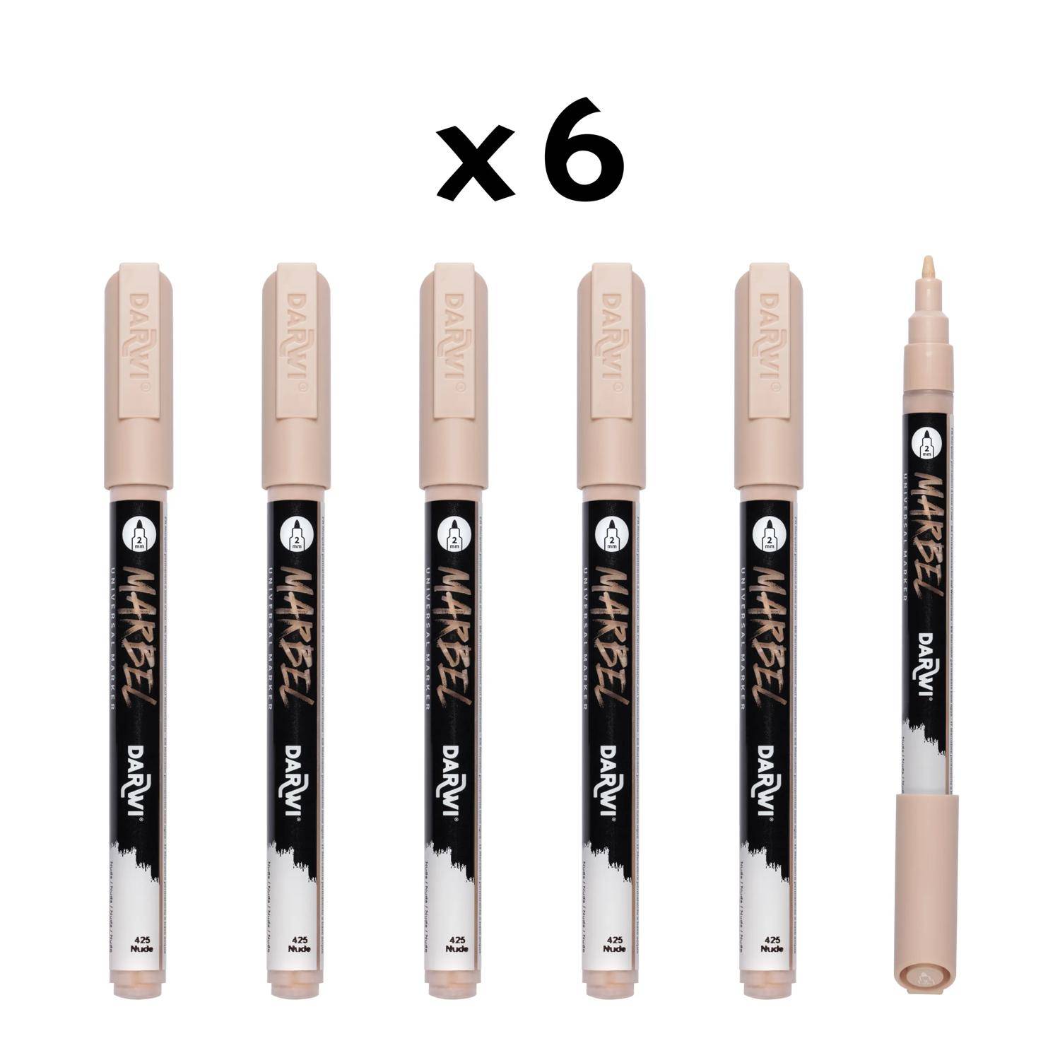 Darwi 6x Marker Acrylfarbe, konische feine Spitze 2mm Nude DA0223002425C